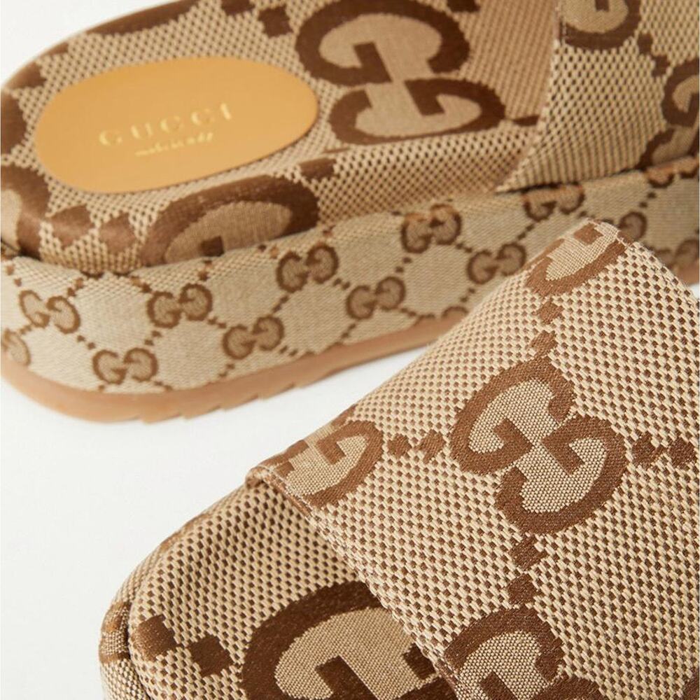 GUCCI Angelina GG Jumbo Maxi logo platform slides sandals - Picture 4 of 4